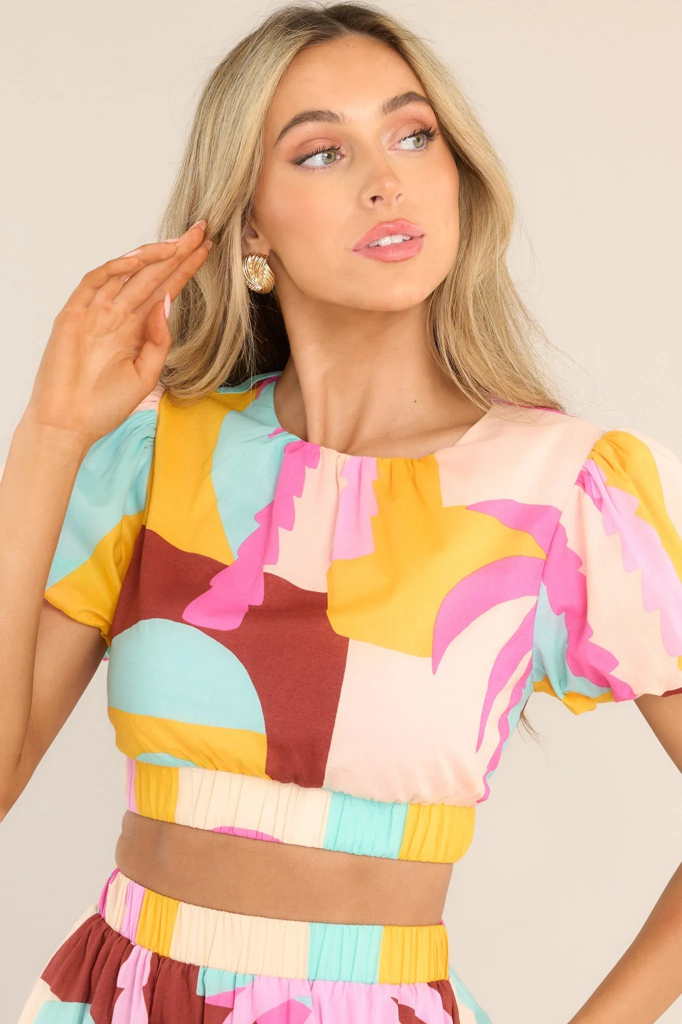 MINKPINK Palmera Pastel Tropical Crop Top