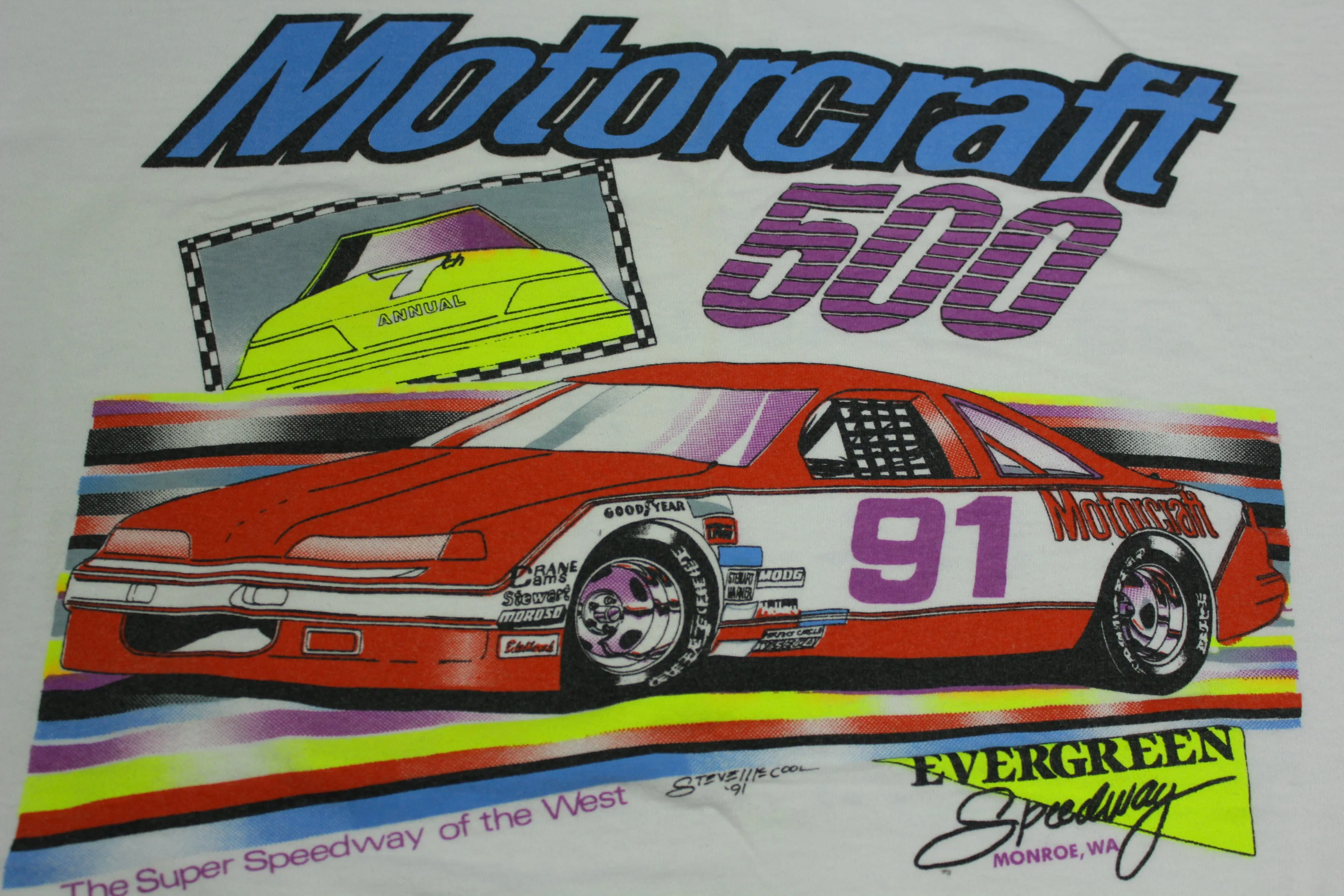 Motorcraft 500 Evergreen Speedway Vintage 90's Bill Elliot Derrike Cope Racing T-Shirt