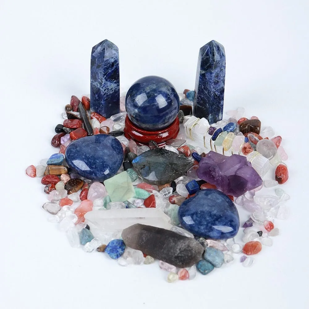 Natural Crystal Point Healing Stones, Wand and Chakra Stone Collection Box