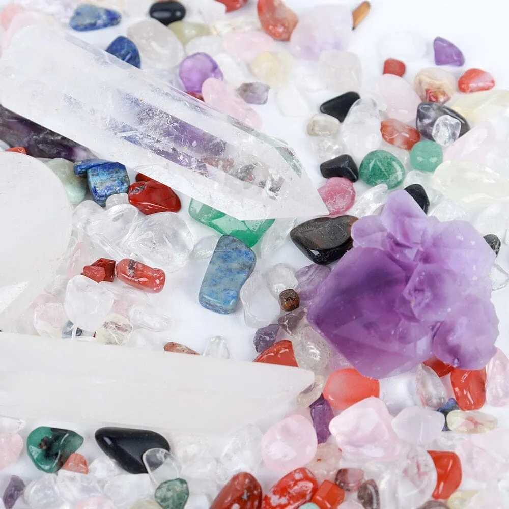 Natural Crystal Point Healing Stones, Wand and Chakra Stone Collection Box