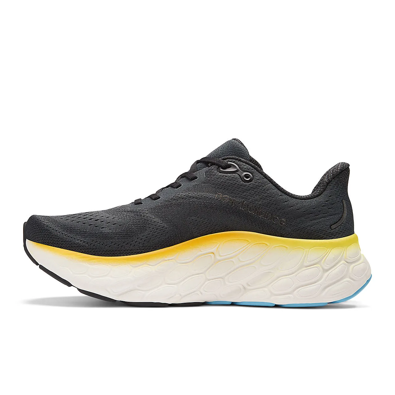 New Balance Fresh Foam More v4 (Mens) - Black with coastal blue and ginger lemon