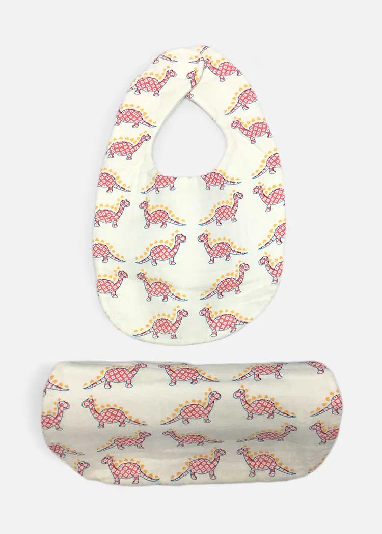 Newborn Bib Burp Cloth - Dino