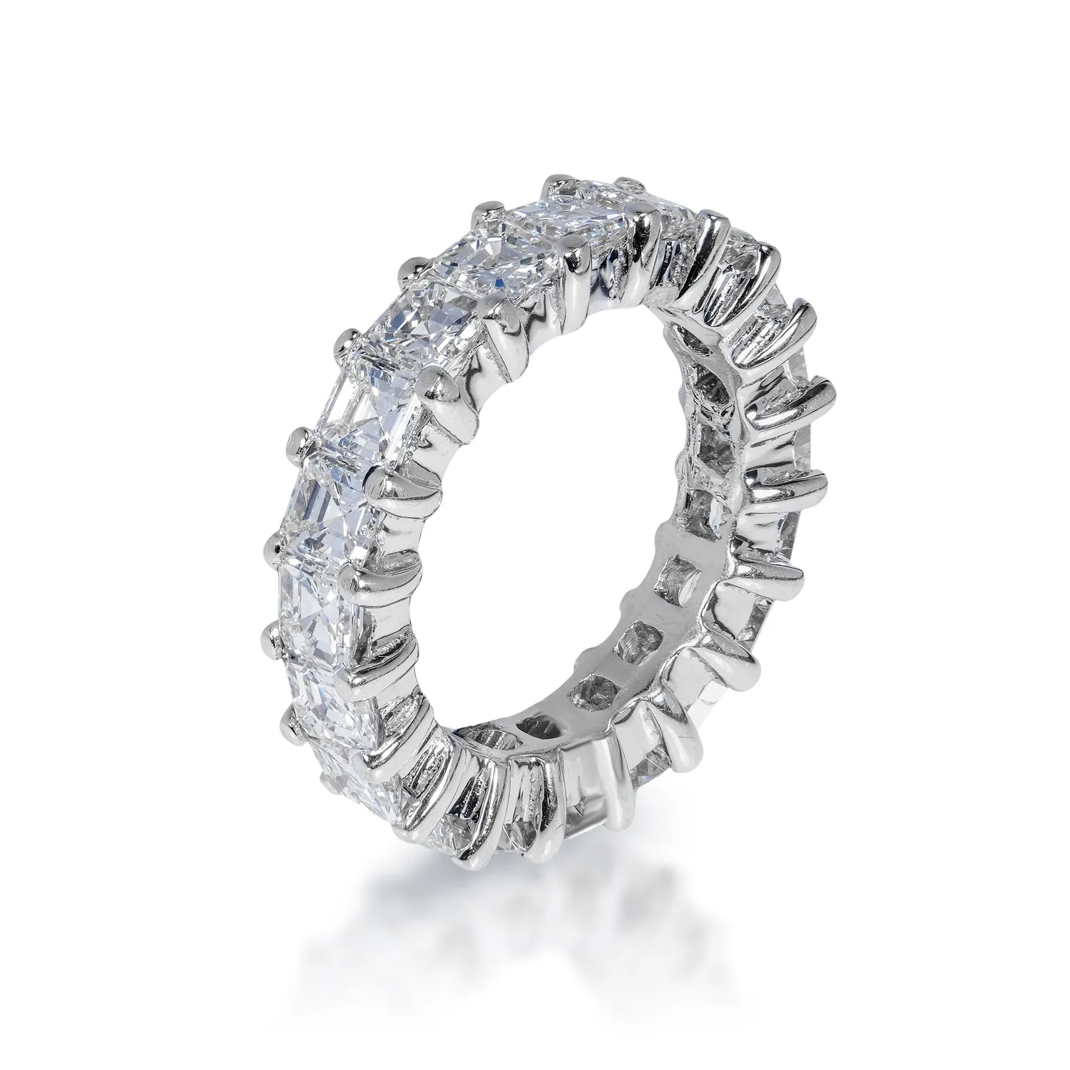 Nola 4 Carat Asscher Cut Diamond Eternity Band in 14k White Gold Shared Prong