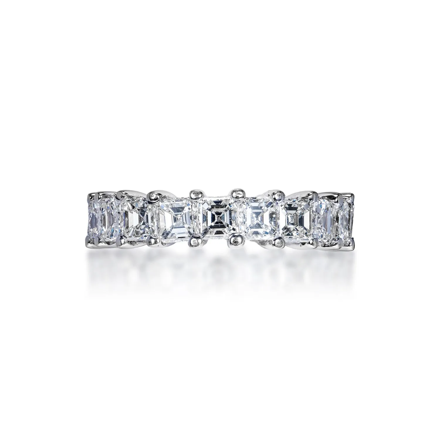 Nola 4 Carat Asscher Cut Diamond Eternity Band in 14k White Gold Shared Prong