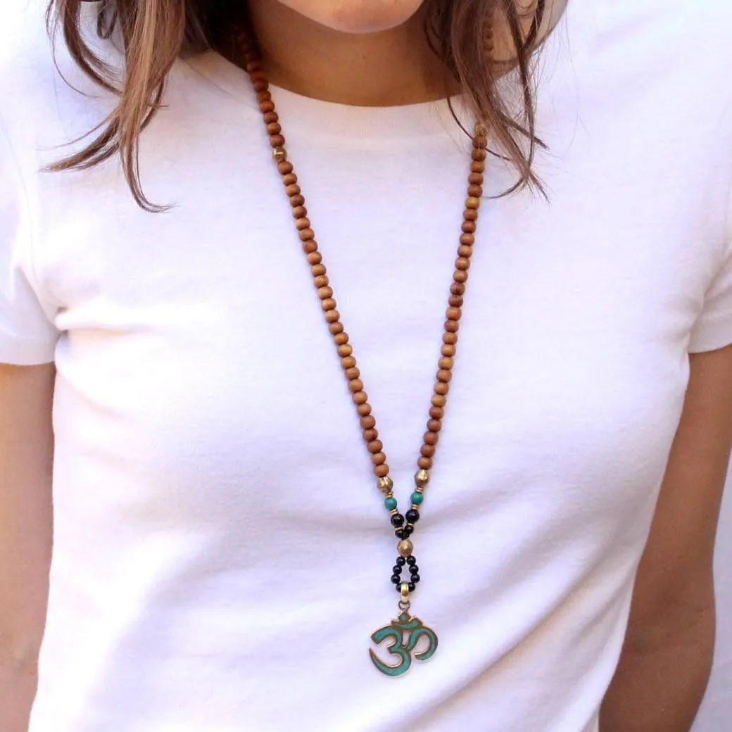 Om, Sandalwood 108 Bead Mala Necklace *Final Sale*