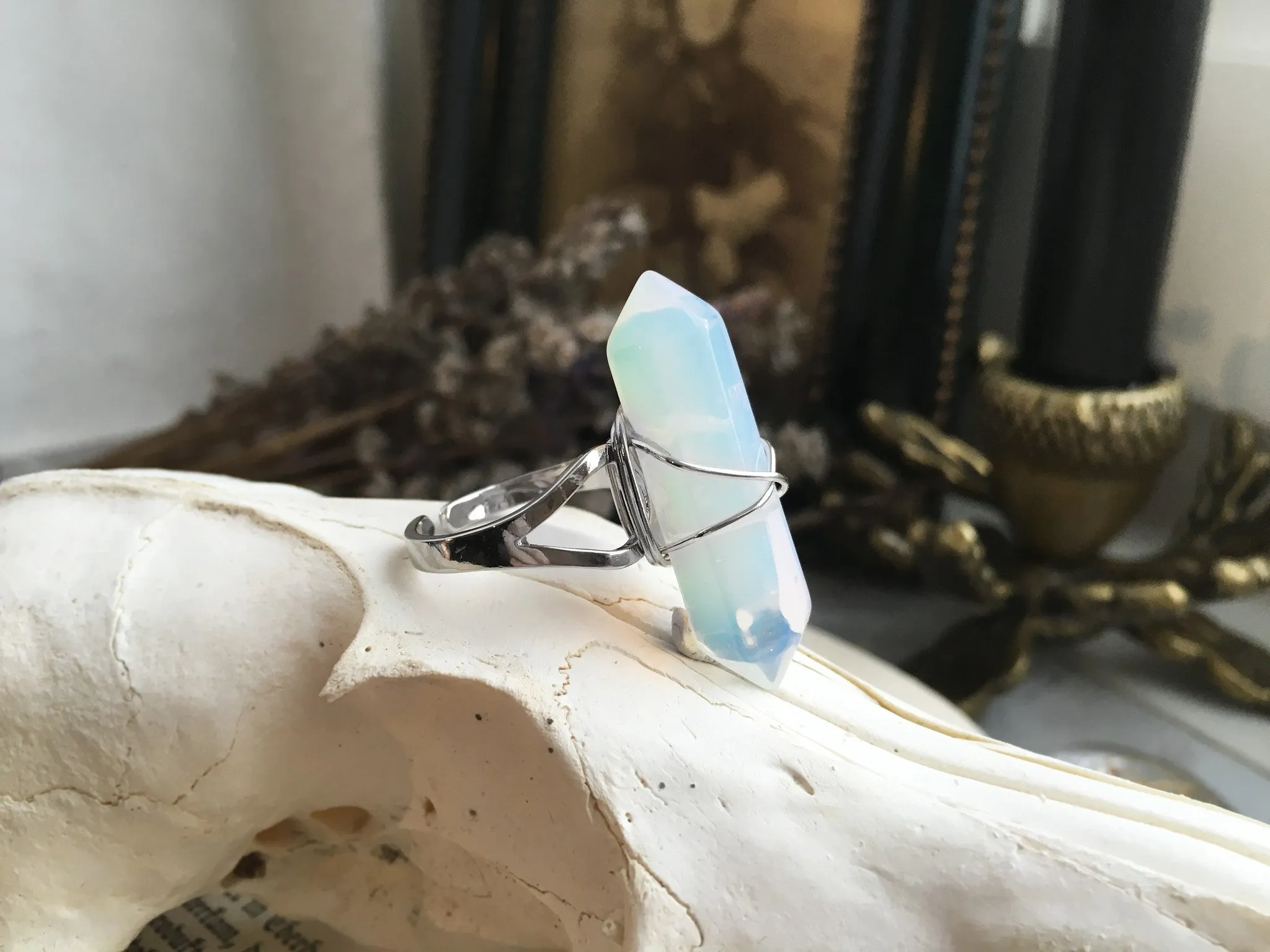 Opalite Crystal Point Ring