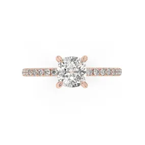 Partial Pave Cushion Cut Engagement Ring