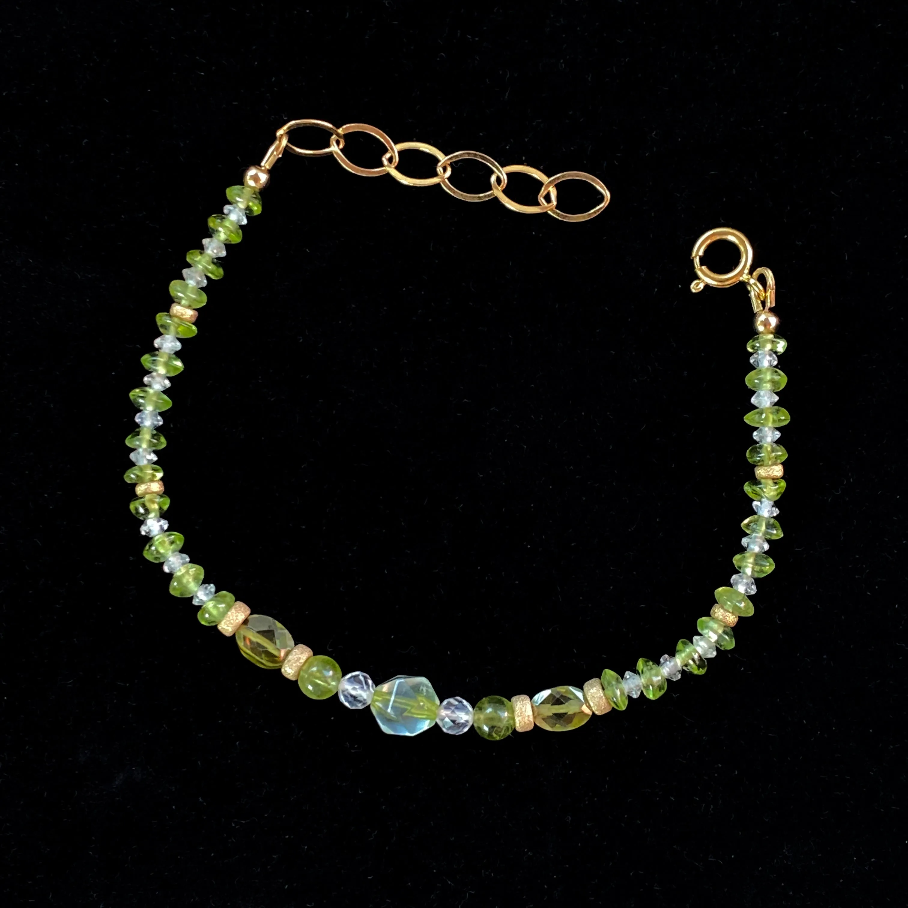 Peridot, Green Topaz, White Topaz, and Gold Fill