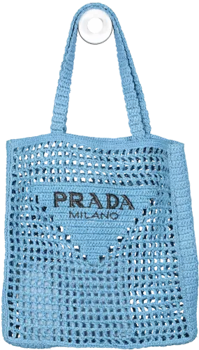 Prada Blue Crochet Tote Bag