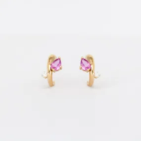 Premier Amigos Pink Sapphire & Diamond J Hoops