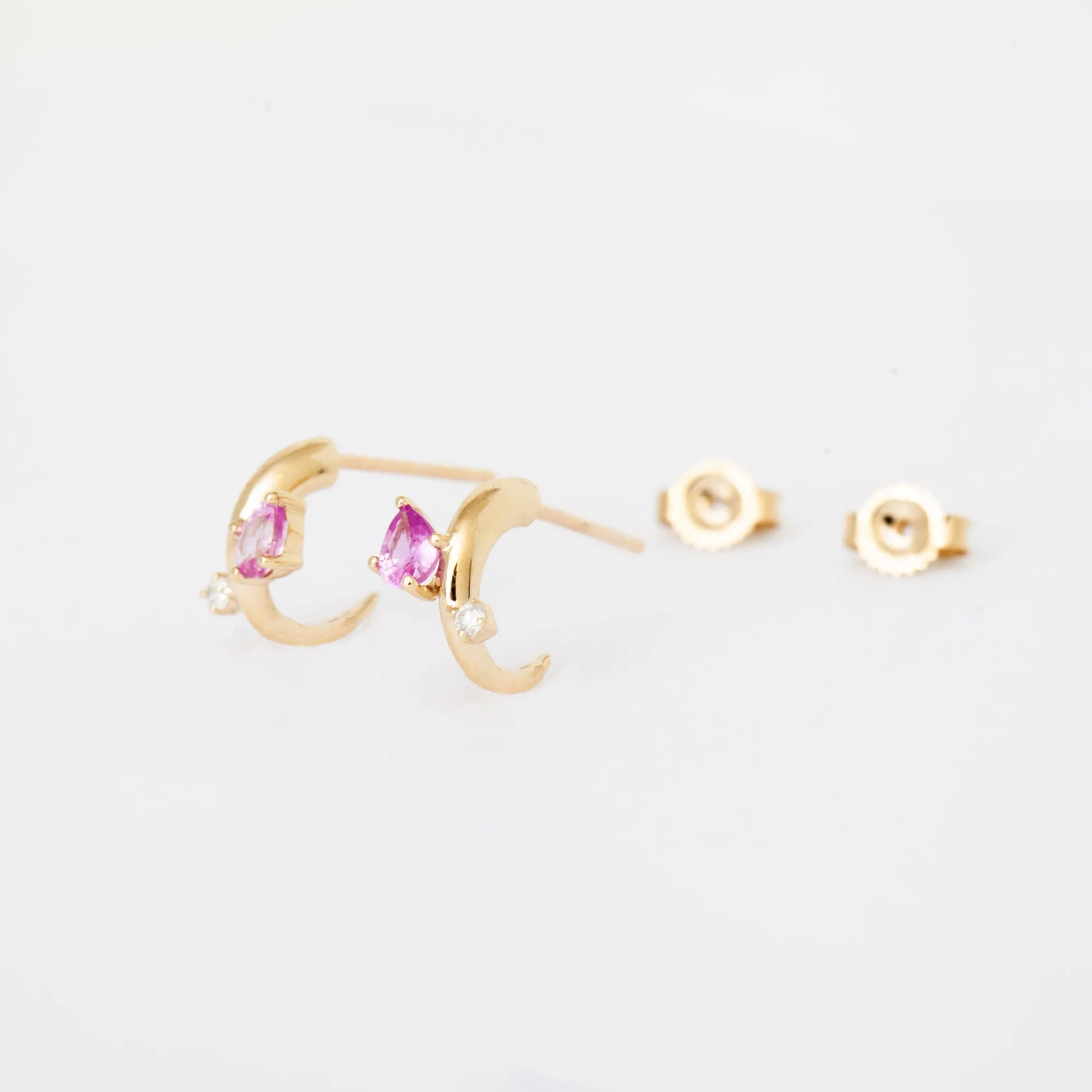 Premier Amigos Pink Sapphire & Diamond J Hoops