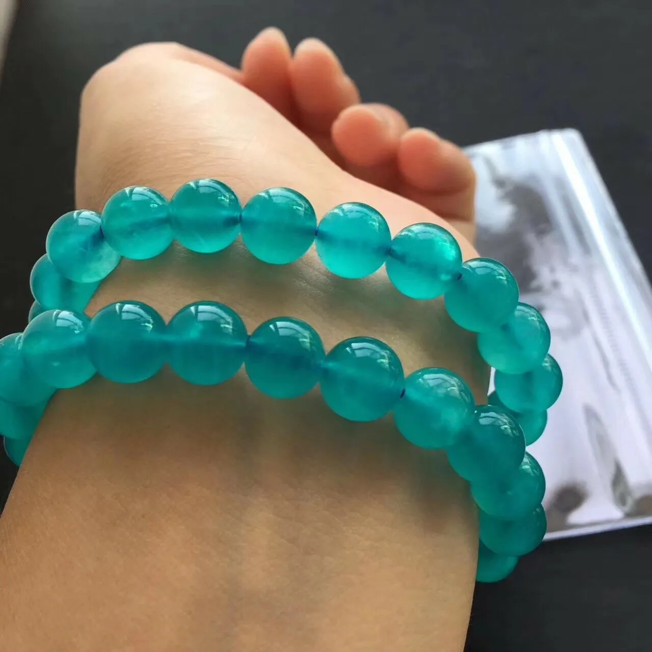 Premium 10/12mm Icy Amazonite Mozambique Bead Bracelet