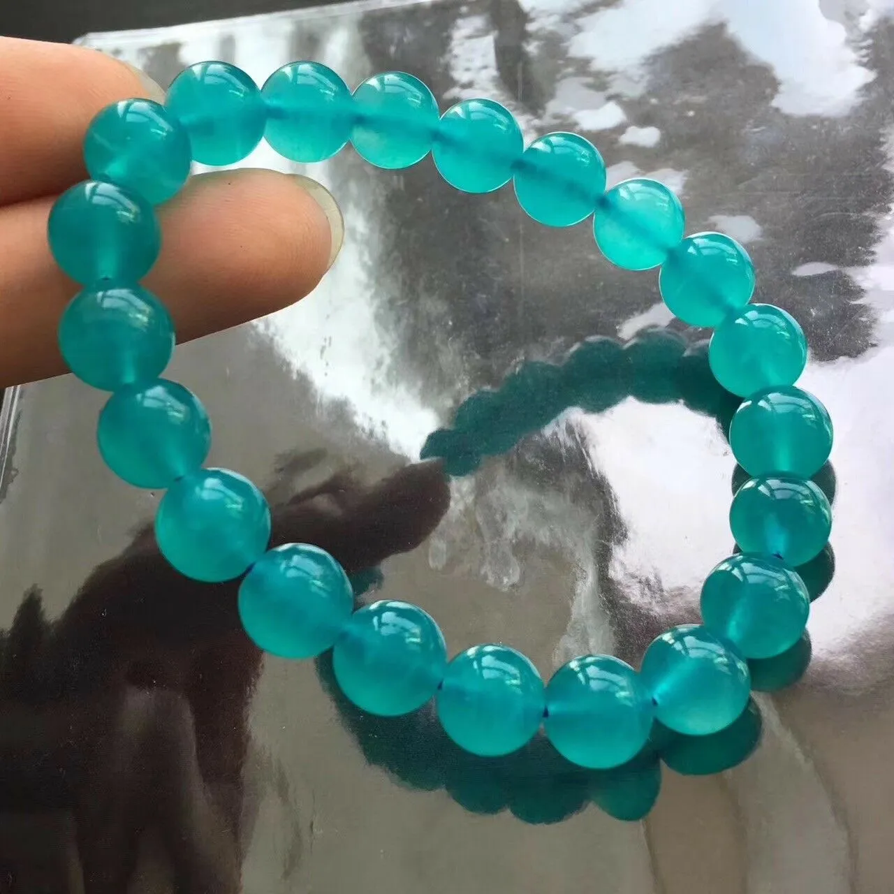 Premium 10/12mm Icy Amazonite Mozambique Bead Bracelet