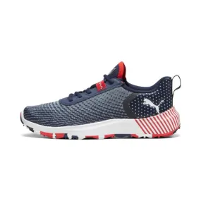 Puma Men's Volition FUSION CRUSH SPORT Spikeless Golf Shoes - Deep Navy/Strong Red/Puma White