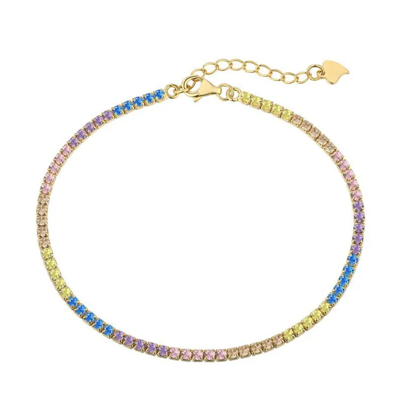 Rainbow Colorful Zirconia Tennis Bracelet for Women