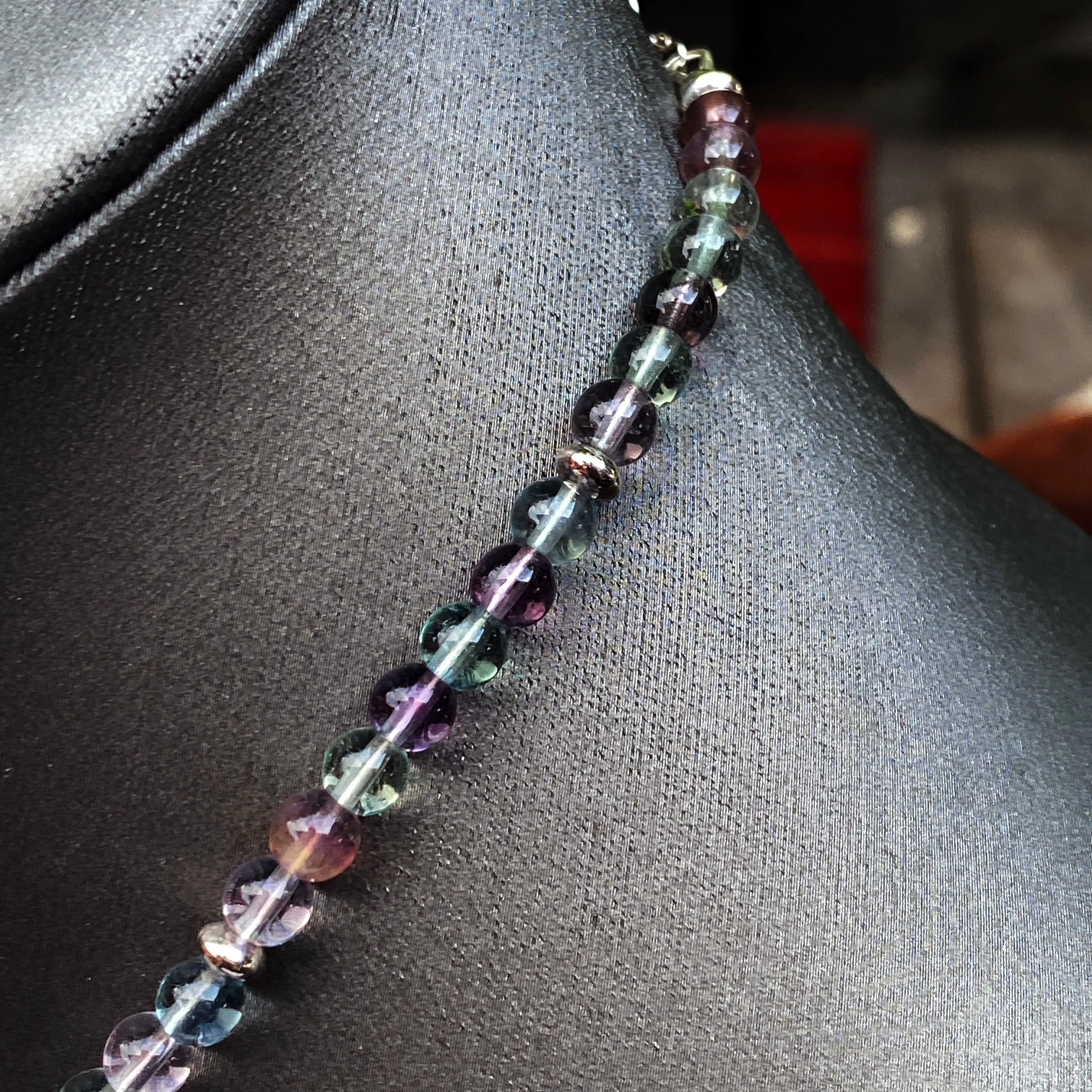 Rainbow Fluorite Heart Necklace