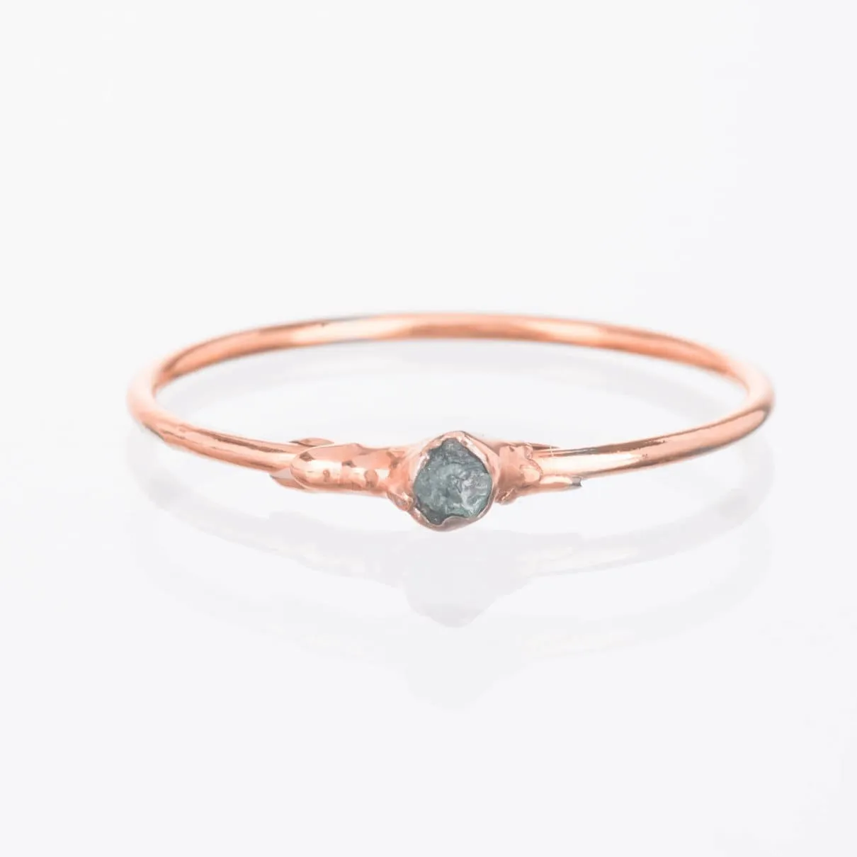 Raw Blue Diamond Ring in Rose Gold