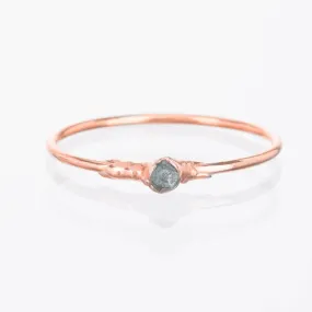 Raw Blue Diamond Ring in Rose Gold