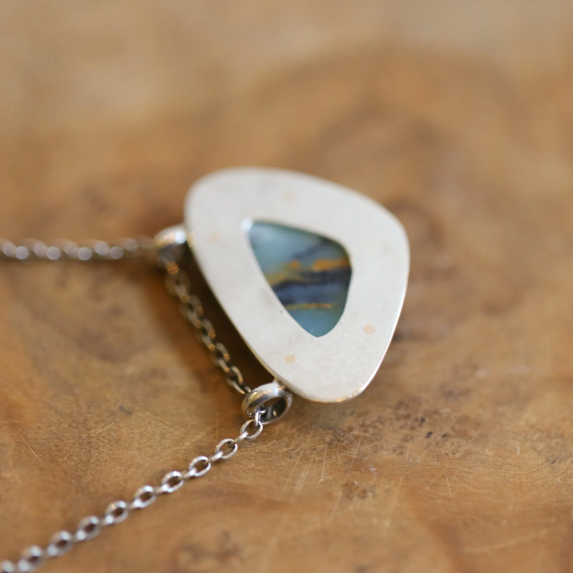 Ready to Ship - Peruvian Blue Opal Necklace - 14K Gold Prong Pendant - Sterling Silver - Blue Opal Pendant