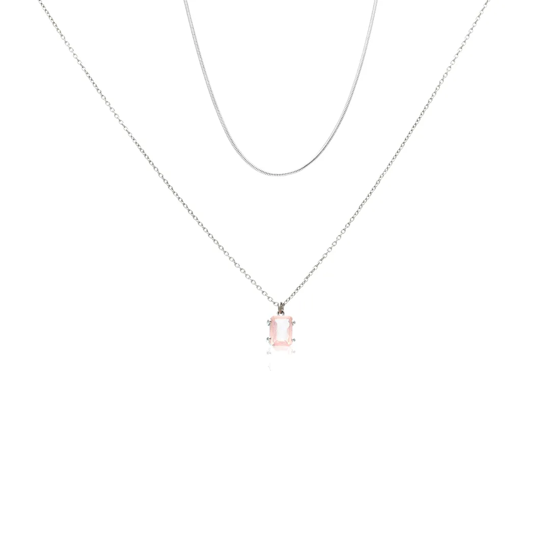 Reverie Necklace Set / Rose Quartz   Silver