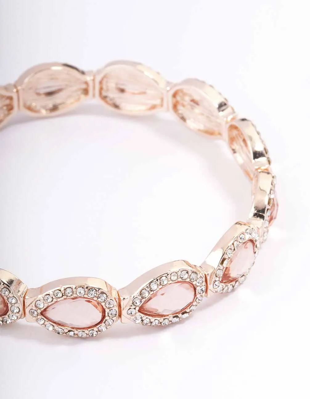 Rose Gold Marquise & Pink Diamante Stretch Bracelet