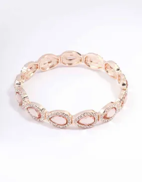 Rose Gold Marquise & Pink Diamante Stretch Bracelet