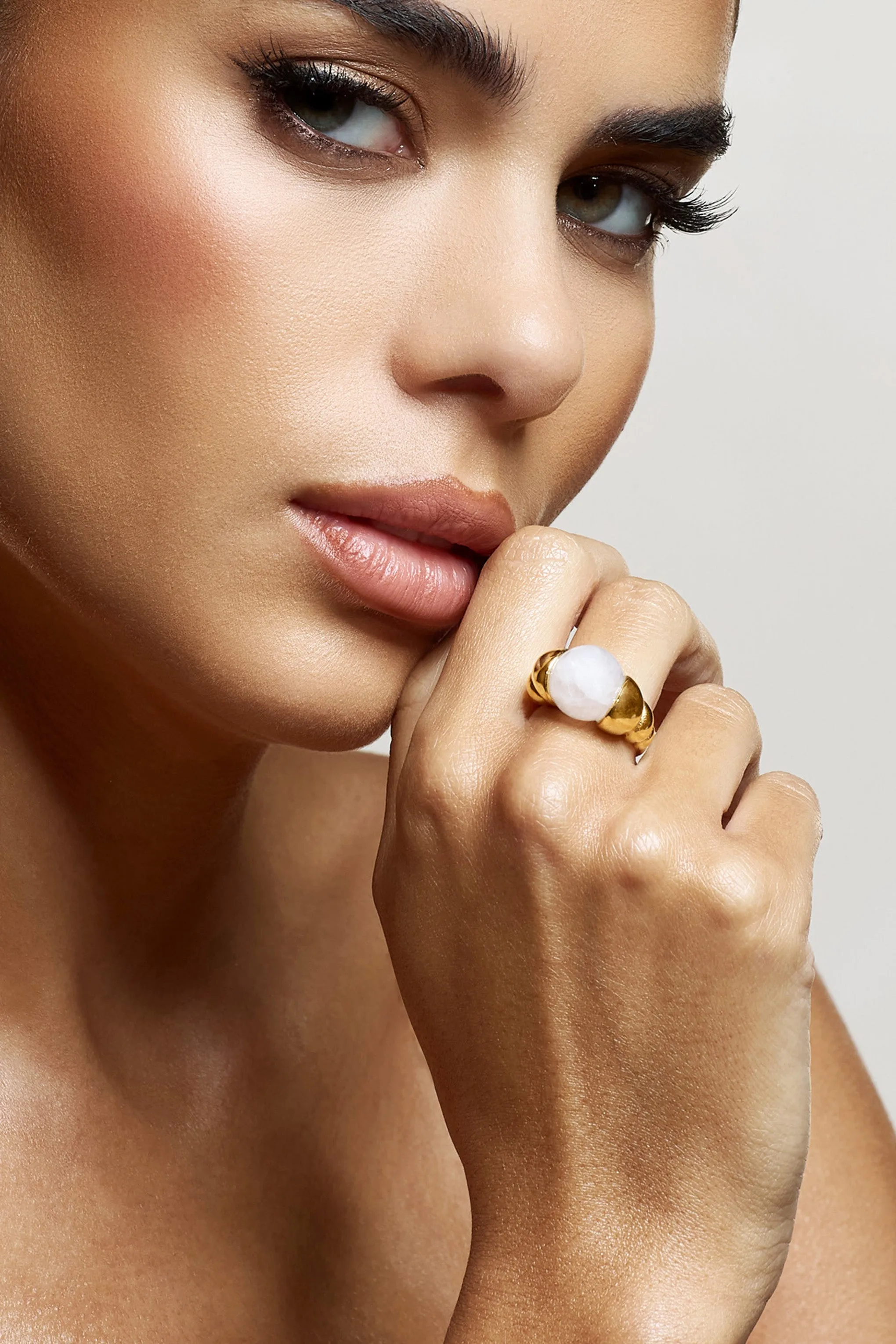 Sabri | Pink Statement Gold Ring