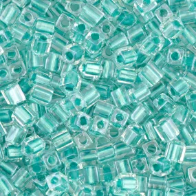 Seed Beads-4mm Cube-2605 Sparkling Aqua Green Lined Crystal-Miyuki-7 Grams