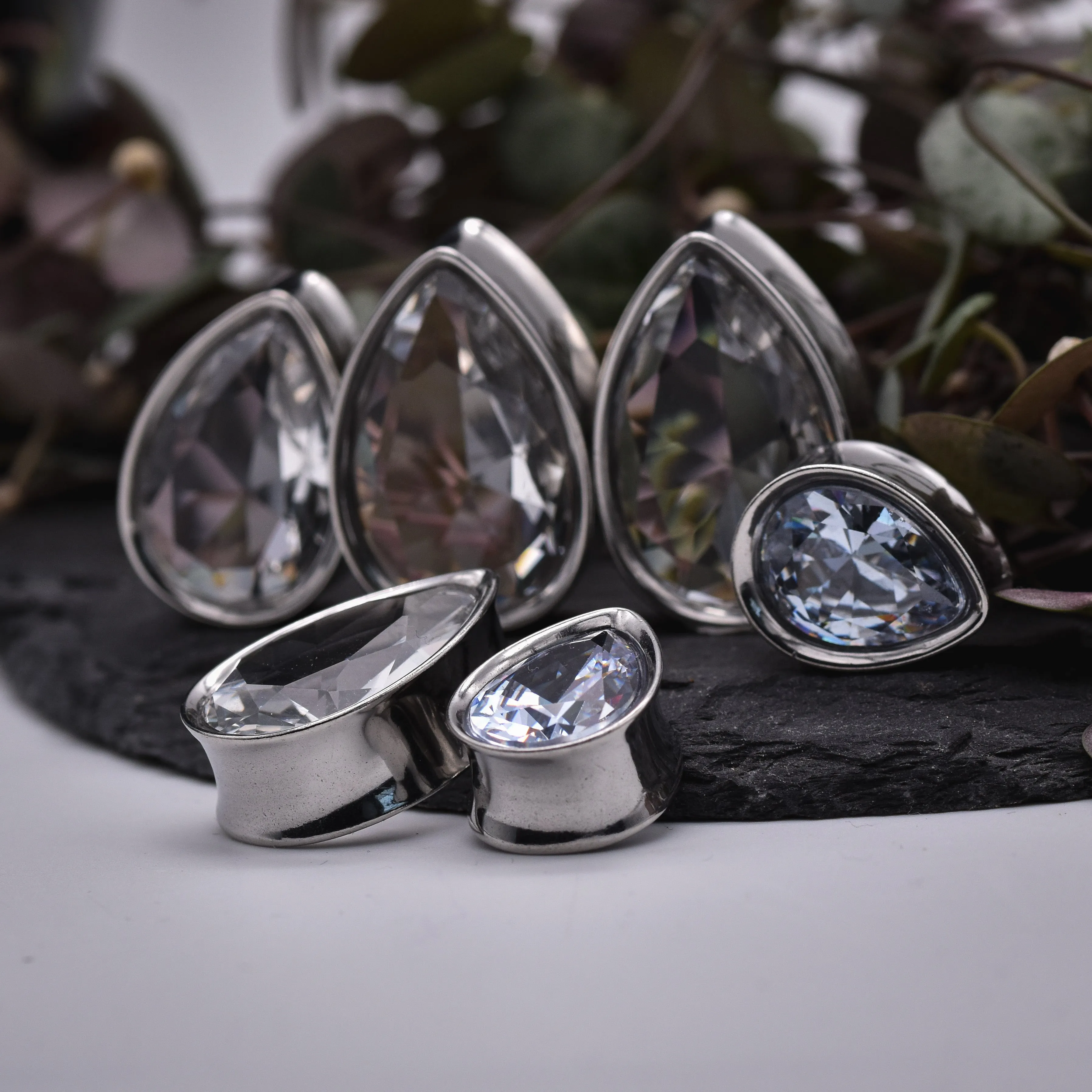 Silver Teardrop Crystal Tunnels