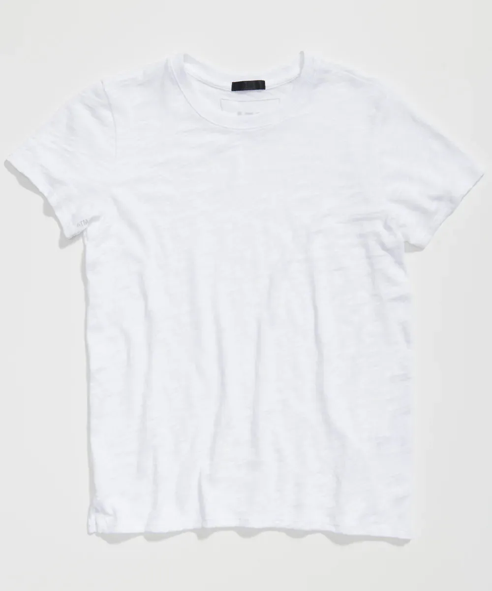 Slub Jersey Schoolboy Crew Neck Tee - White