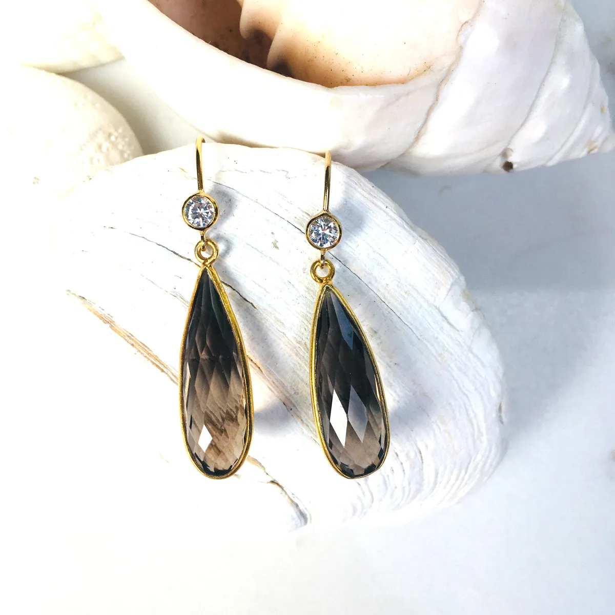 Smoky Quartz Crystal Earrings to Remove Negativity