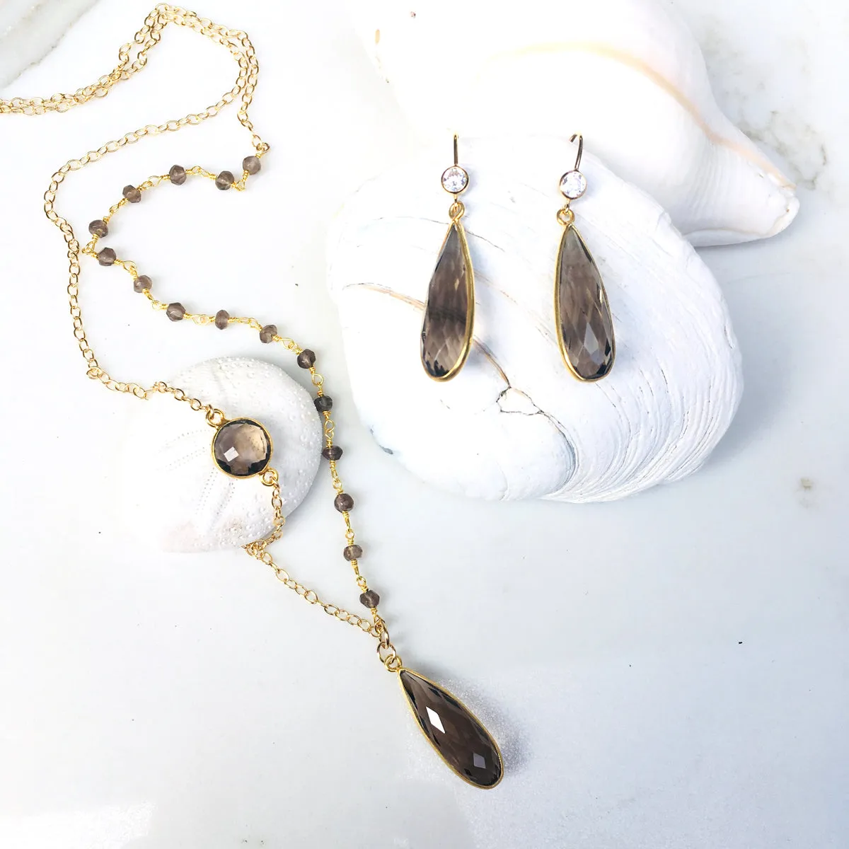 Smoky Quartz Crystal Earrings to Remove Negativity