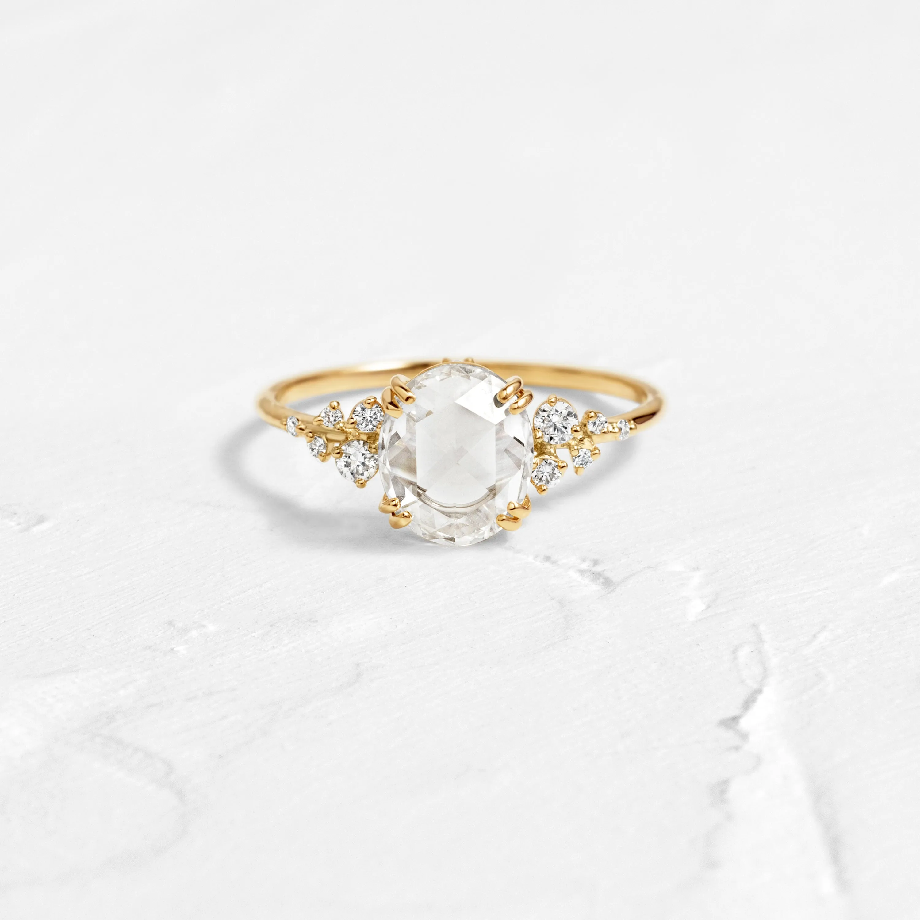 Snowdrift Ring, 1.55ct. Oval Rose Cut