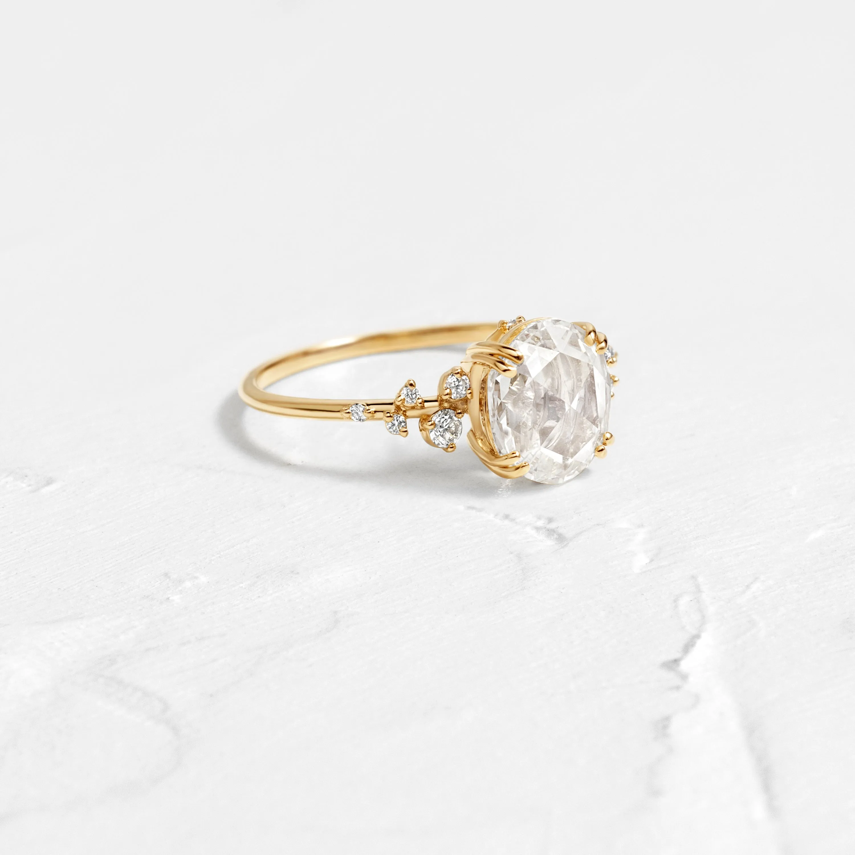 Snowdrift Ring, 1.55ct. Oval Rose Cut