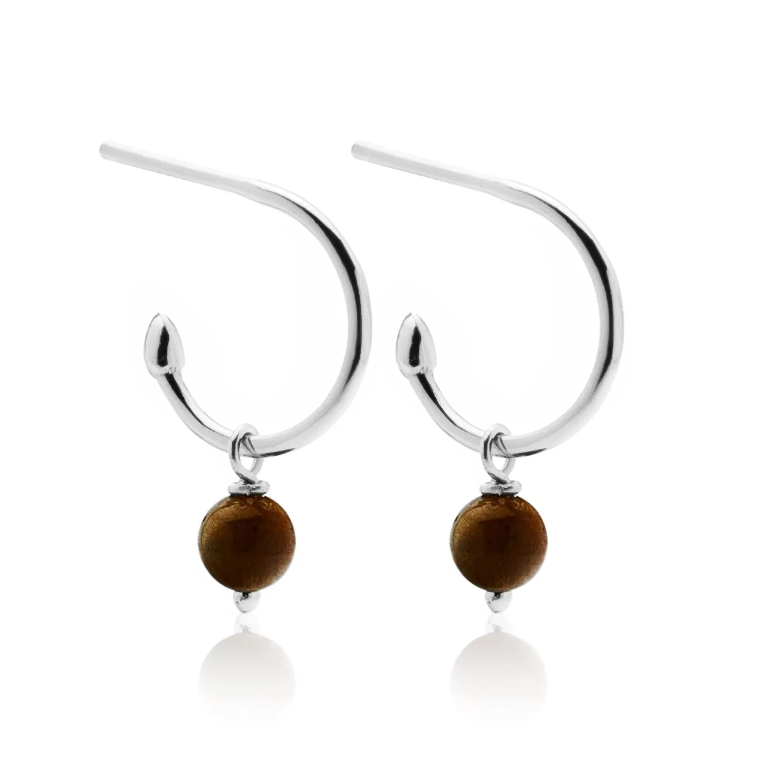 Superfine / Mini Tiger's Eye Hoops / Silver