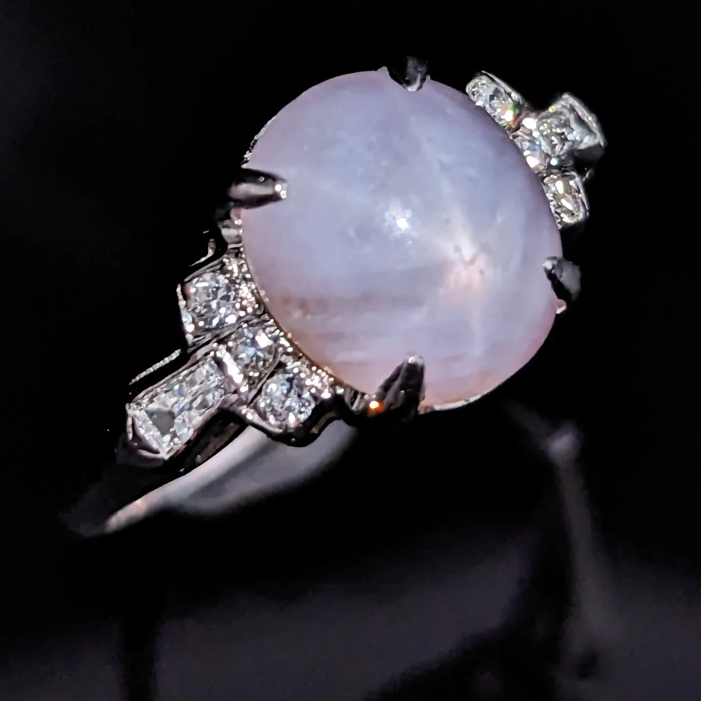 The Bayonne - Estate GIA Graded No Heat Star Sapphire Diamond Gold Ring