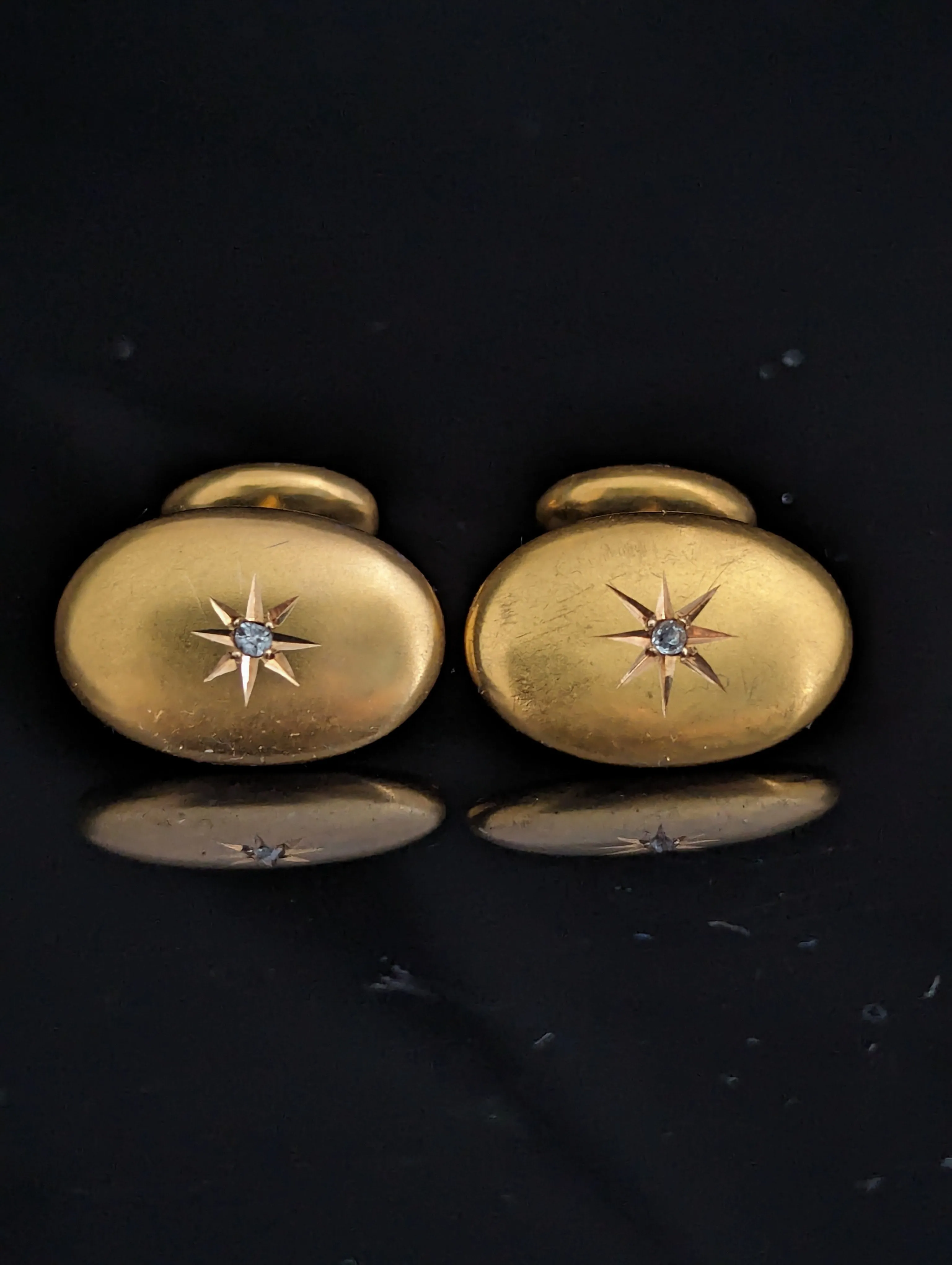 The Dillon - Antique Old Cut Diamonds 14k Yellow Gold Cufflinks Starburst Men