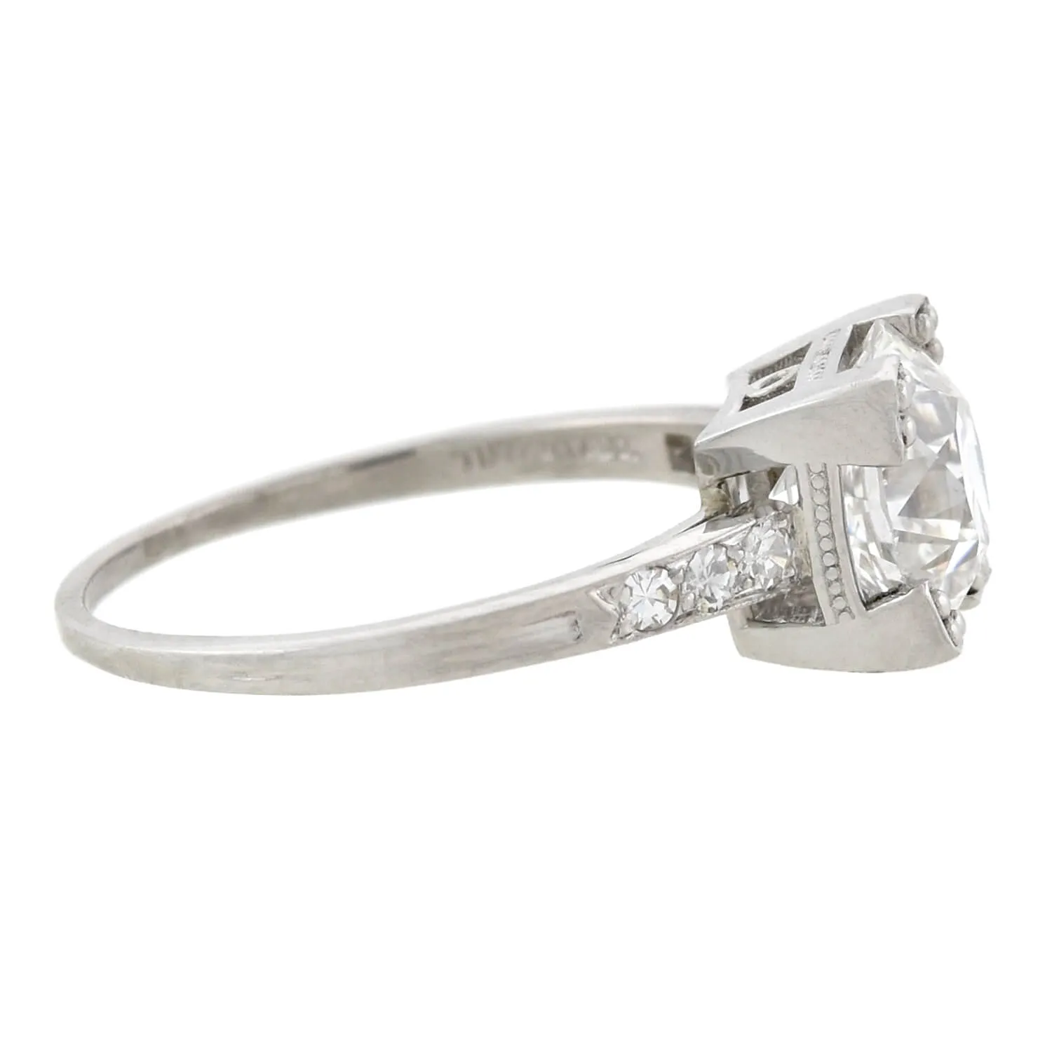 TIFFANY & Co. Late Art Deco Platinum Diamond Engagement Ring 2.16ct