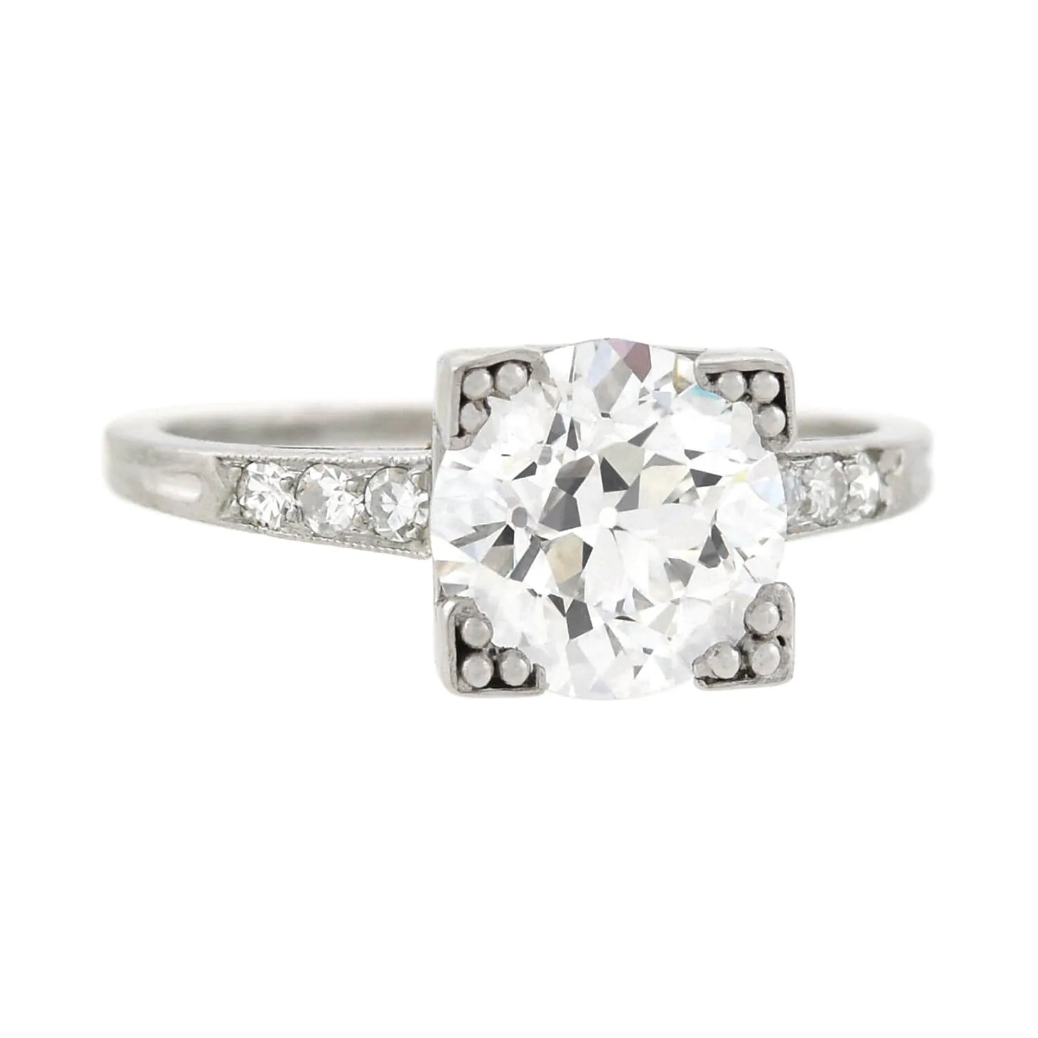 TIFFANY & Co. Late Art Deco Platinum Diamond Engagement Ring 2.16ct