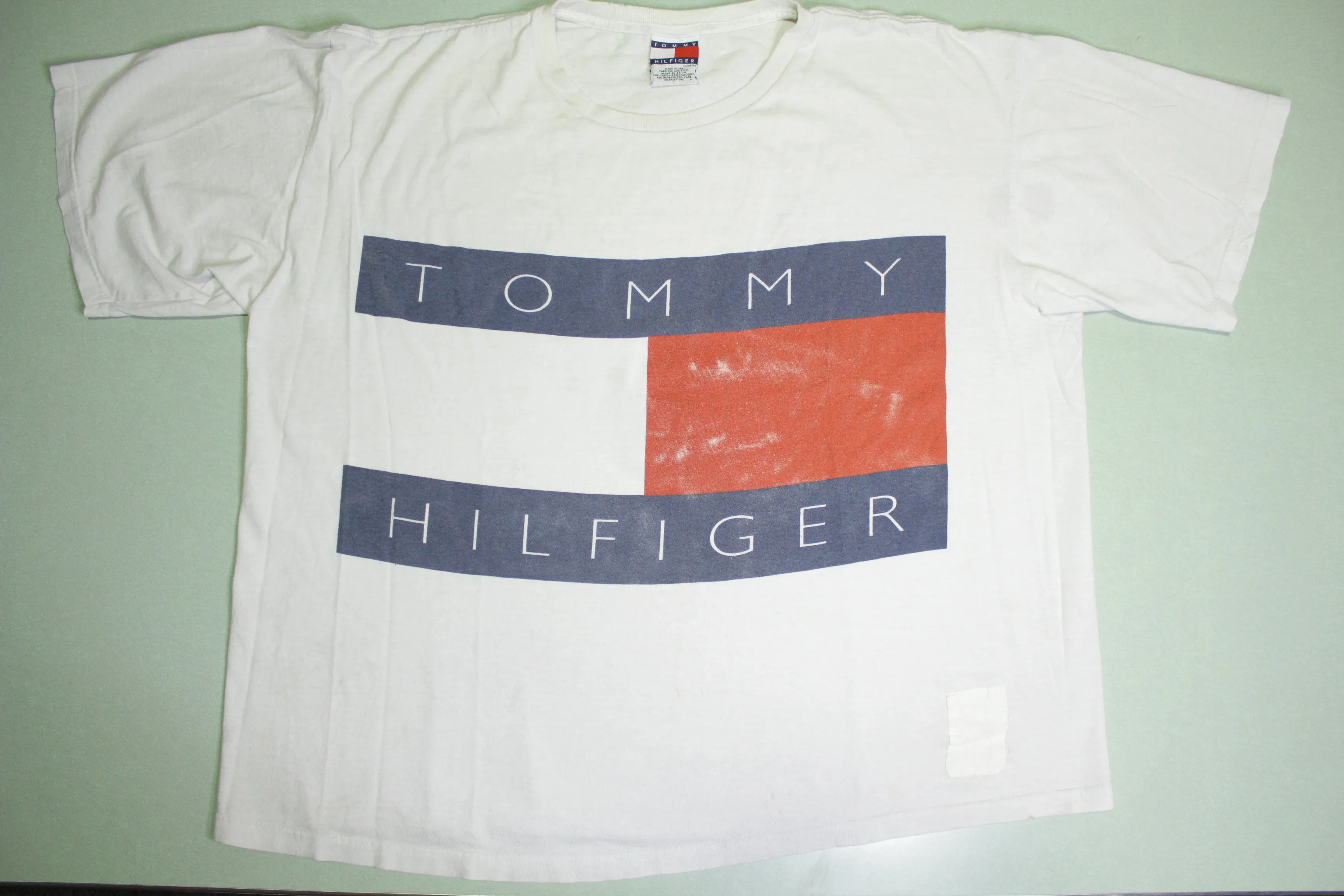 Tommy Hilfiger Vintage 90's Made in USA Big Flag Spellout T-Shirt