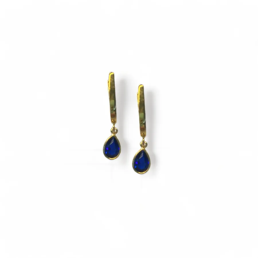 Vernus | Tear Earrings | Blue Cz | Gold Plated 925 Silver