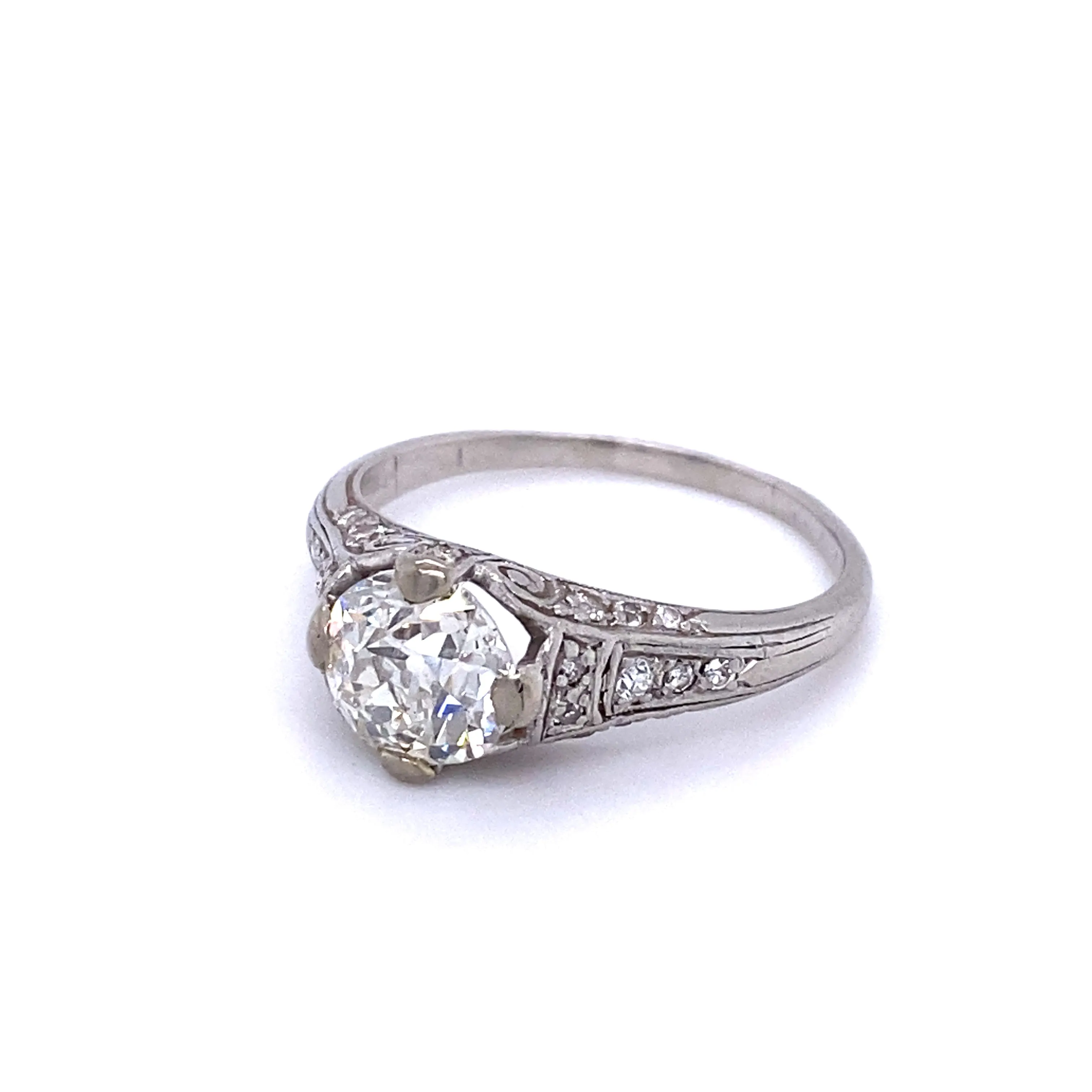 Vintage J/I1 GIA Old European Diamond Platinum Ring