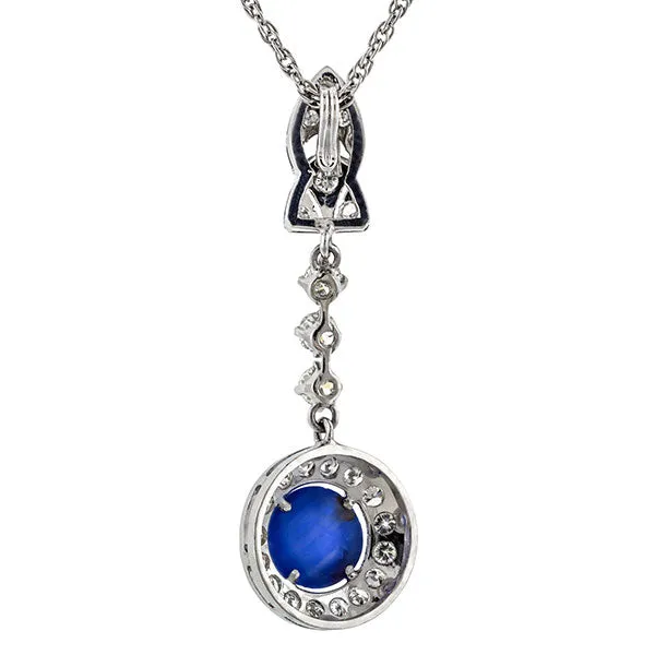 Vintage Sapphire & Diamond Pendant Necklace