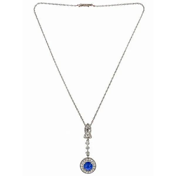 Vintage Sapphire & Diamond Pendant Necklace