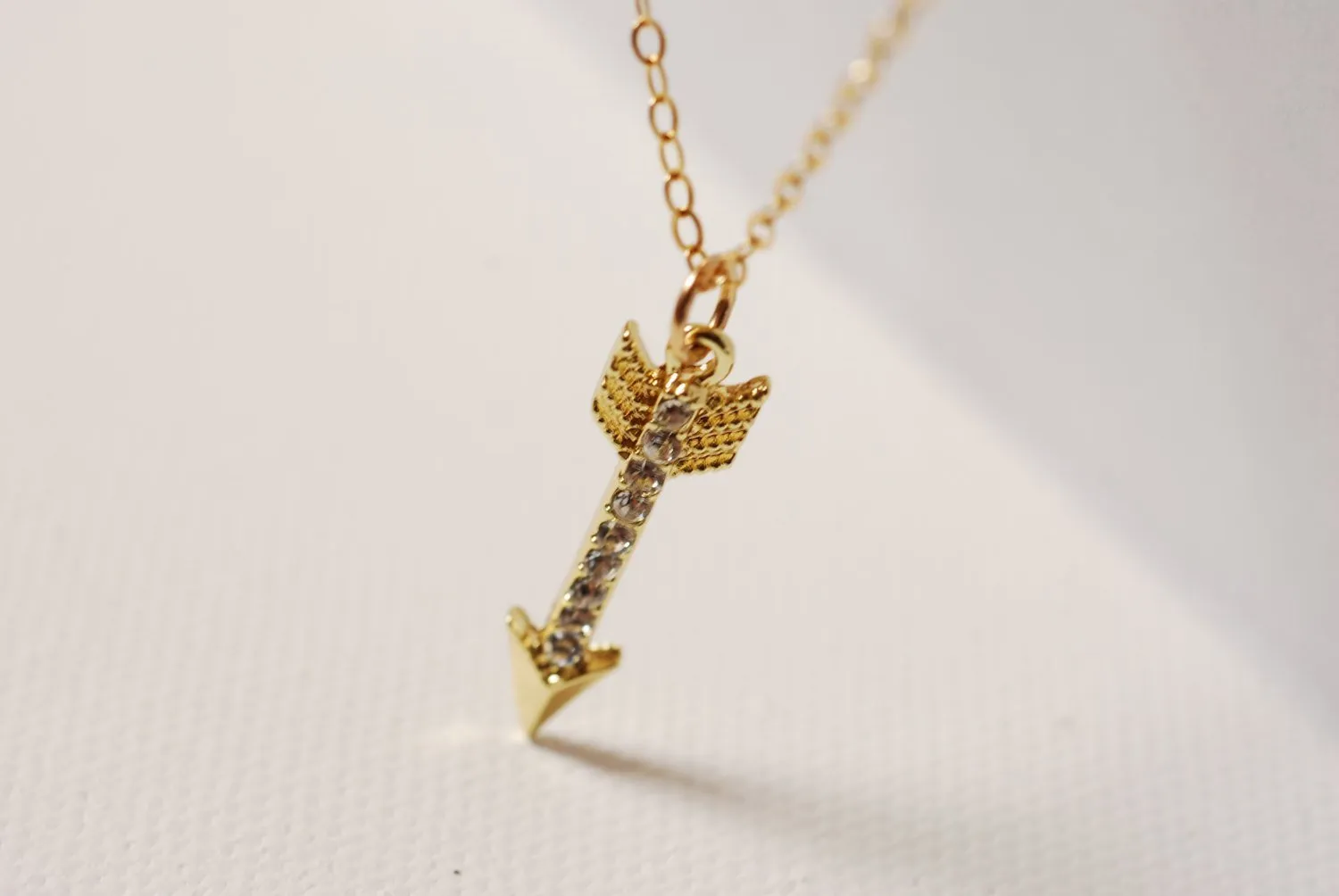 Wholesale Gold Arrow Necklace with Crystals, 24k gold Arrow, Arrow Pendant,Minimalist Arrow,Crystal Arrow Necklace,Dainty Arrow