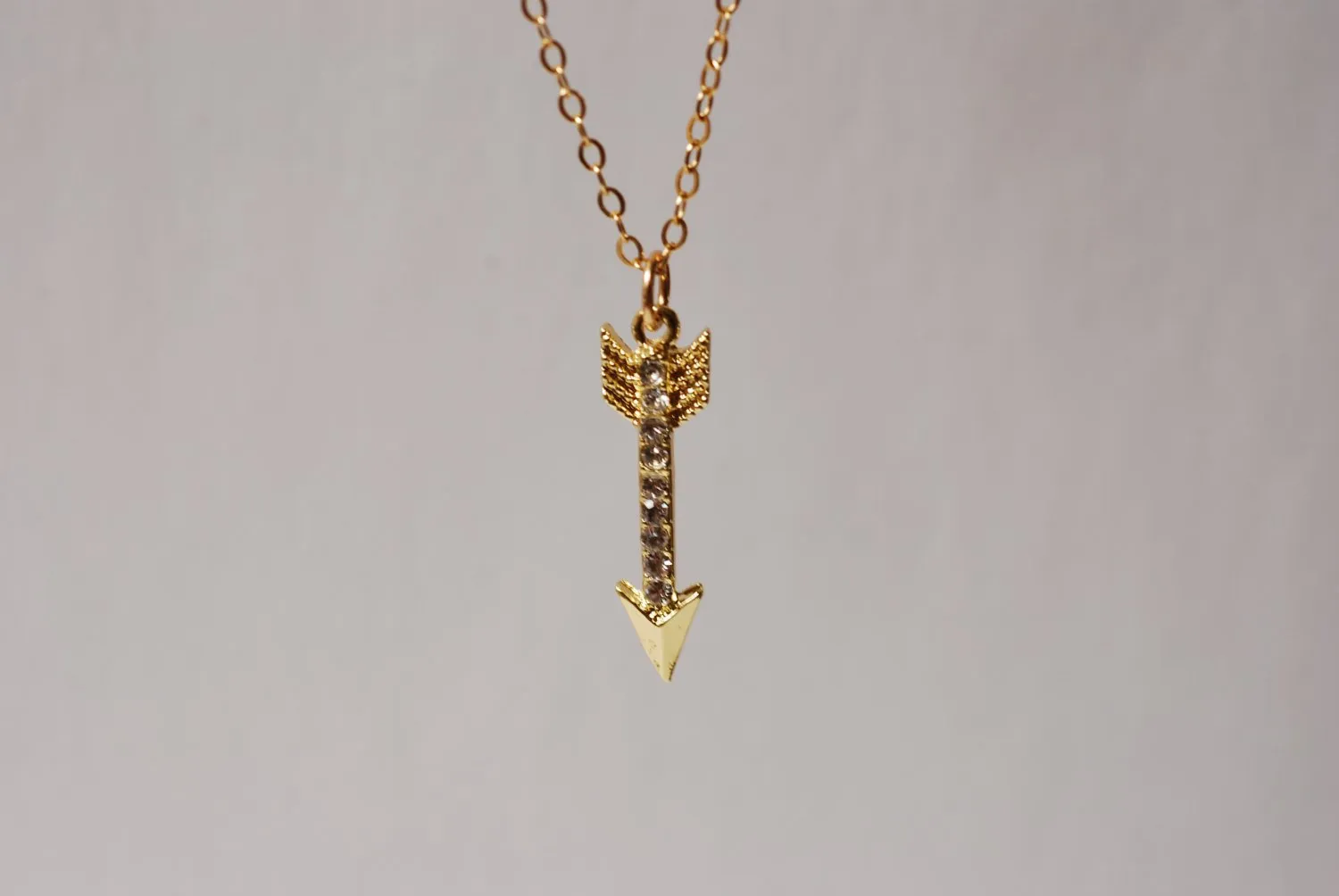 Wholesale Gold Arrow Necklace with Crystals, 24k gold Arrow, Arrow Pendant,Minimalist Arrow,Crystal Arrow Necklace,Dainty Arrow