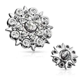 WildKlass CZ Paved Floral Filigree Internal Thread Dermal Anchor Tops