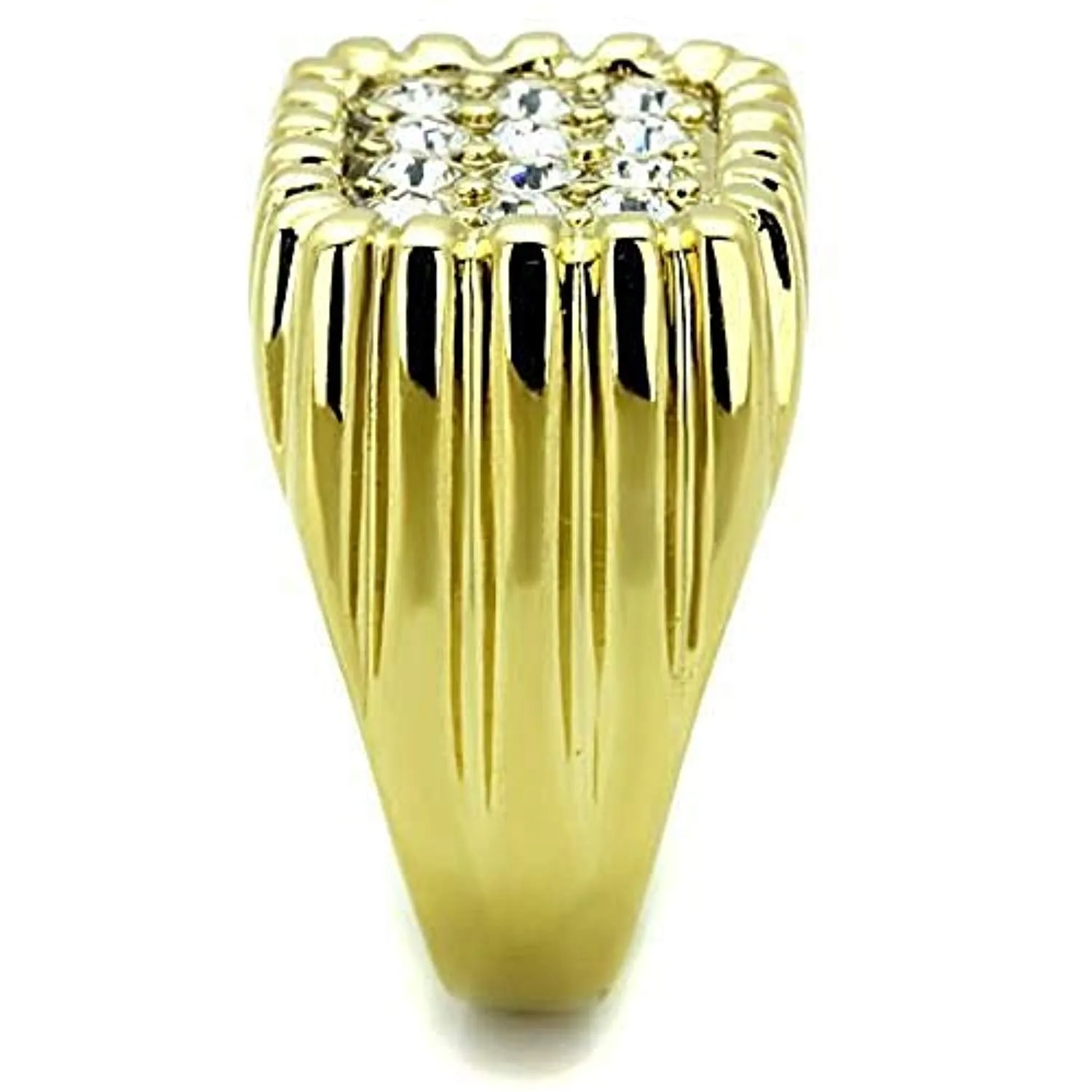 WildKlass Stainless Steel Ring IP Gold Men Top Grade Crystal Clear