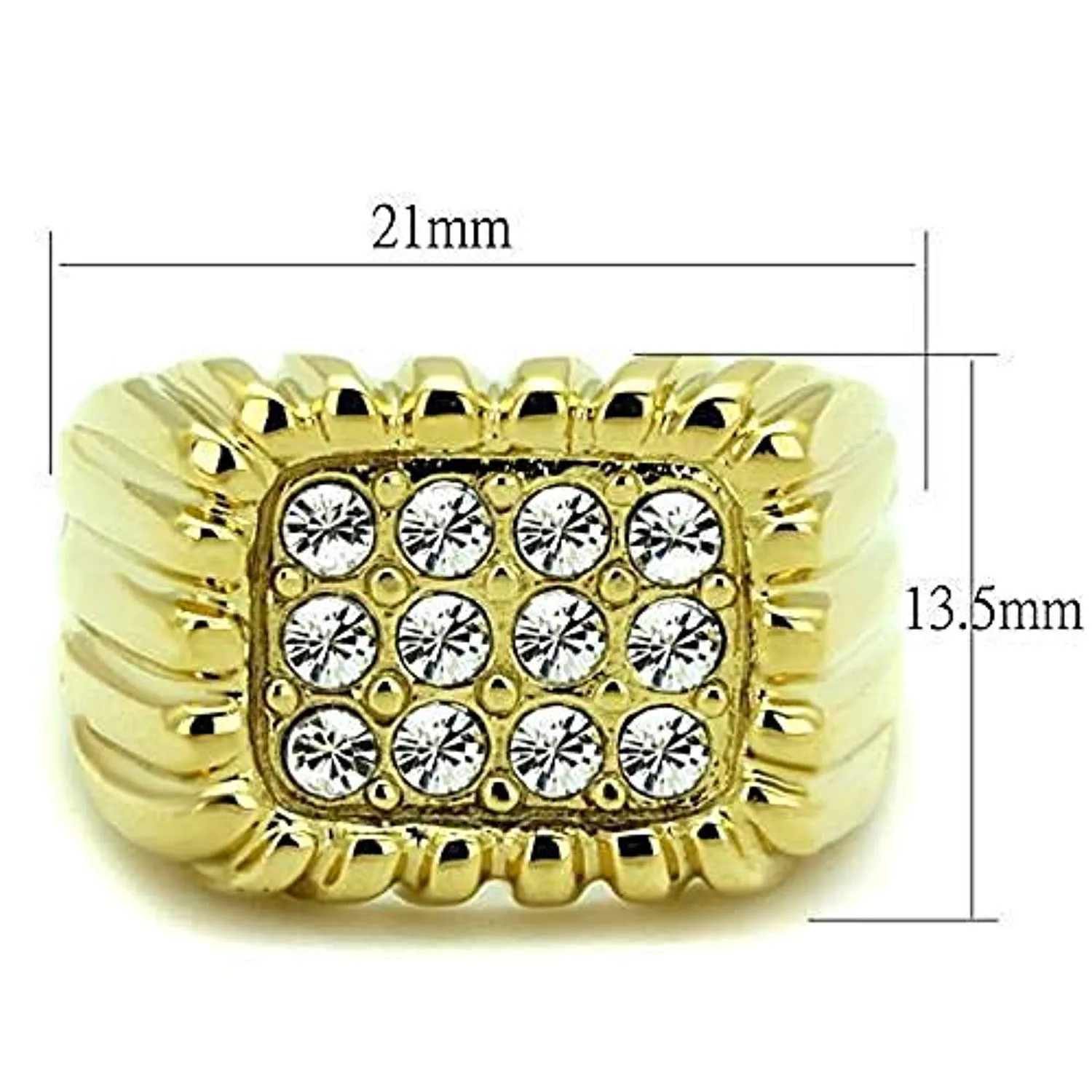 WildKlass Stainless Steel Ring IP Gold Men Top Grade Crystal Clear