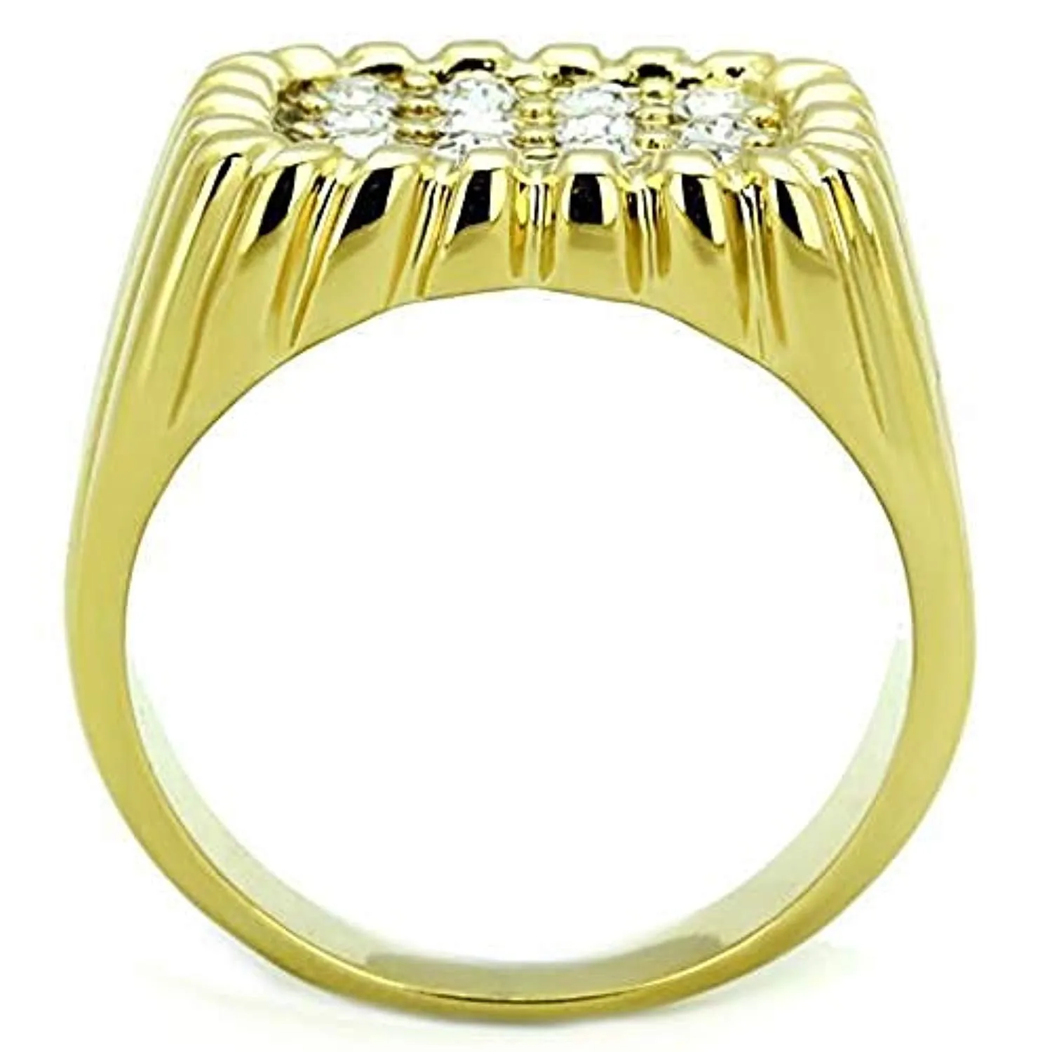 WildKlass Stainless Steel Ring IP Gold Men Top Grade Crystal Clear